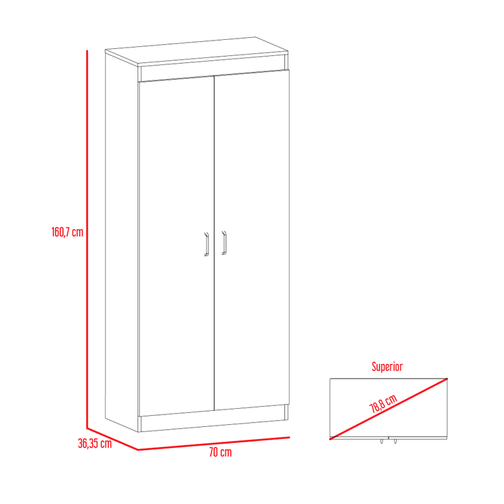 Alacena Multiusos Frida, Humo y Blanco Vainilla, Posee Un Estante Adicional En La Puerta y Cuatro Entrepaños - VIRTUAL MUEBLES