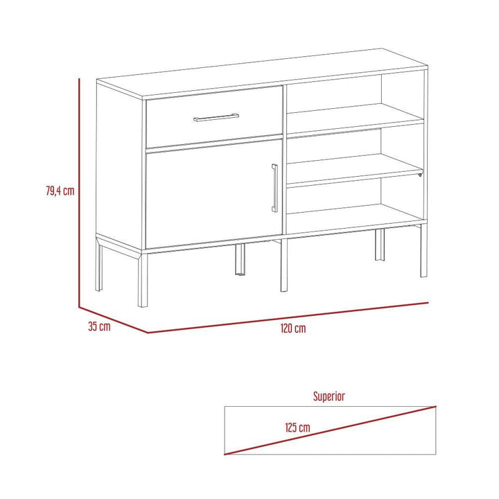 Mesa Auxiliar Sory, Nogal, con Un Cajón y Una Puerta - VIRTUAL MUEBLES