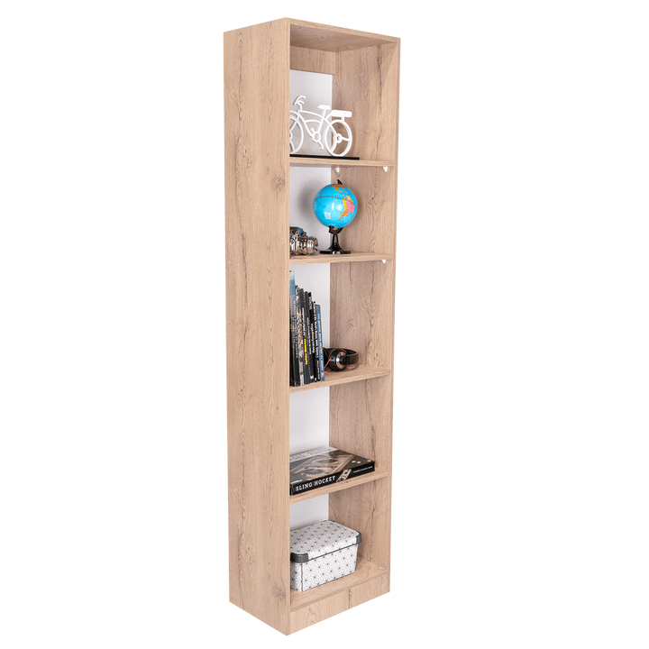 Biblioteca Home Eco, Macadamia y Blanco Cartón, con Cinco Entrepaños - VIRTUAL MUEBLES