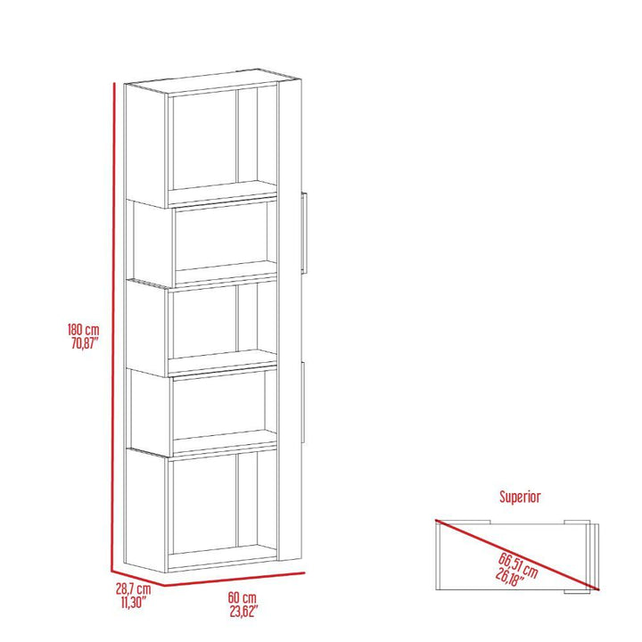 Biblioteca Ascher Talla M, Humo y Blanco Duqueza, con Cinco Entrepaños - VIRTUAL MUEBLES