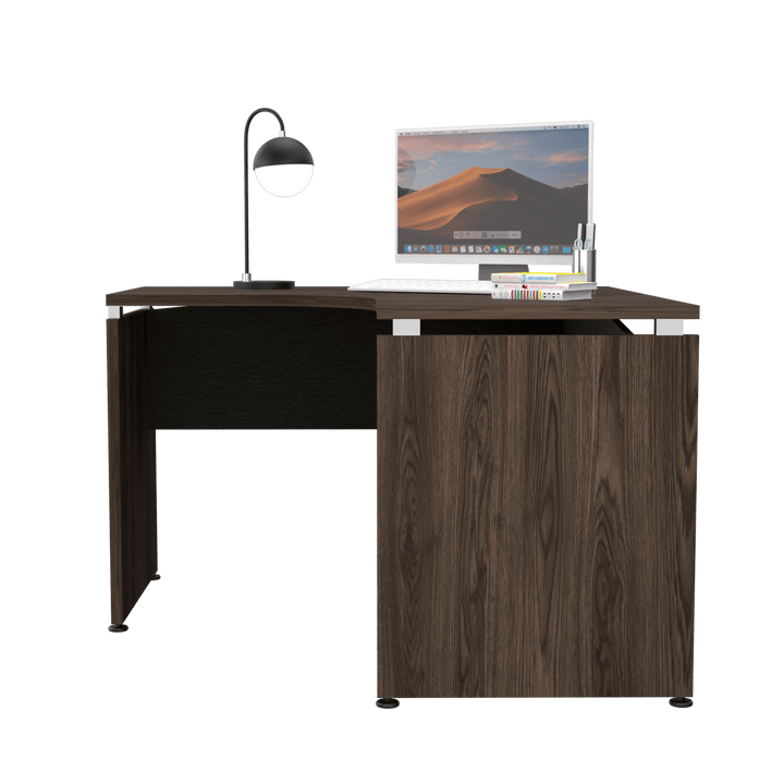 Escritorio En L Concept, Chocolate y Wengue, con Amplia Superfice - VIRTUAL MUEBLES