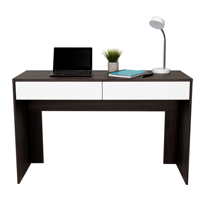 Escritorio Mantis, Caoba y Blanco, con Dos Cajones - VIRTUAL MUEBLES