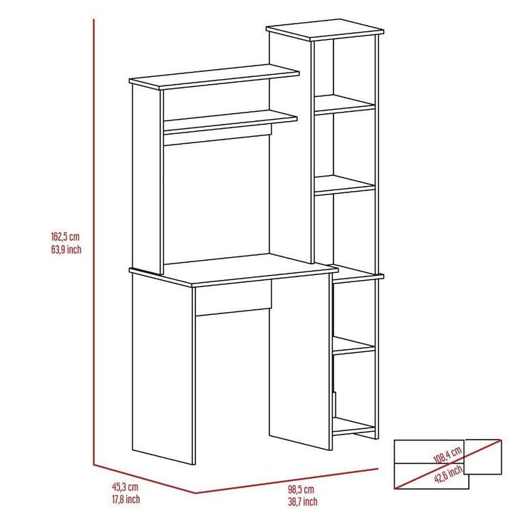 Escritorio Taira, Wengue, con Seis Entrepaños para Ubicar Objetos - VIRTUAL MUEBLES