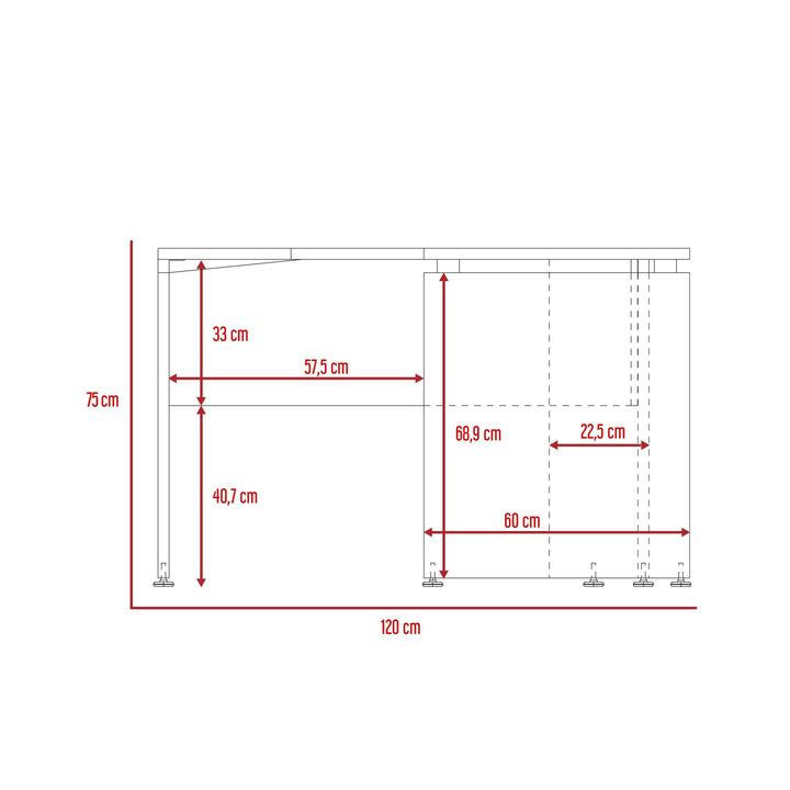 Escritorio En L Concept, Chocolate y Wengue, con Amplia Superfice - VIRTUAL MUEBLES