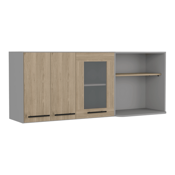 Gabinete Superior Kazán, Beige y Gris, con Gran Capacidad de Almacenamiento - VIRTUAL MUEBLES