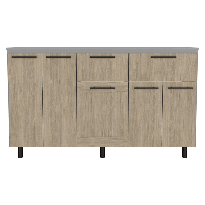 Gabinete Inferior Kazán, Beige y Gris, con Gran Capacidad de Almacenamiento - VIRTUAL MUEBLES