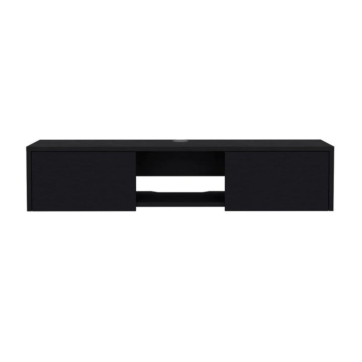 Mesa Para Tv Flotante Gleid, Wengue, con Dos Puertas Abatibles - VIRTUAL MUEBLES