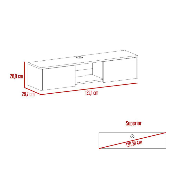 Mesa Para Tv Flotante Gleid, Wengue, con Dos Puertas Abatibles - VIRTUAL MUEBLES