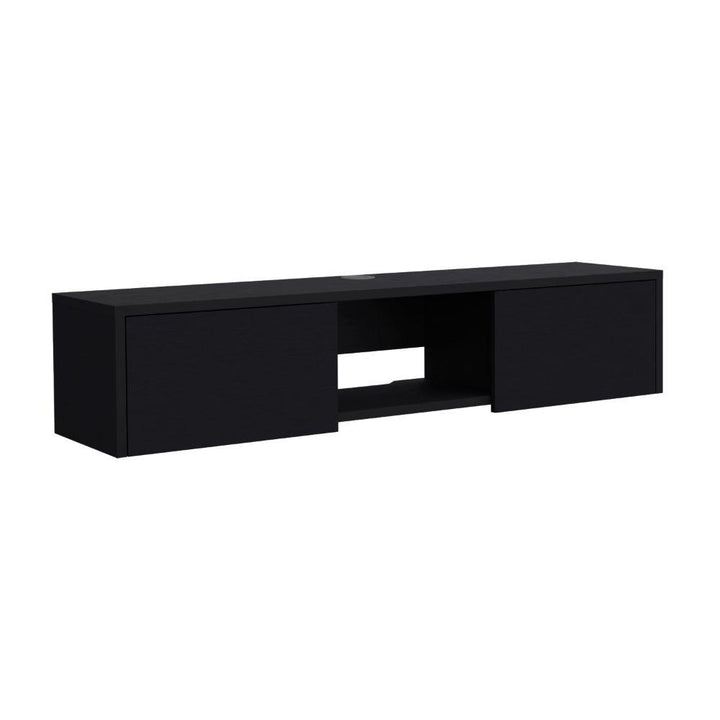 Mesa Para Tv Flotante Gleid, Wengue, con Dos Puertas Abatibles - VIRTUAL MUEBLES