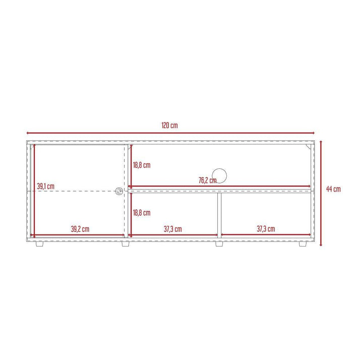 Mesa Para Tv Noah, Macadamia y Blanco Vainilla, con Variedad de Entrepaños - VIRTUAL MUEBLES