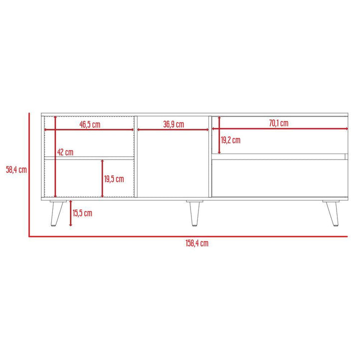 Mesa Para Tv Nashira, Macadamia y Plata Oscuro, con Espacio Para Televisor de Hasta 65 Pulgadas - VIRTUAL MUEBLES