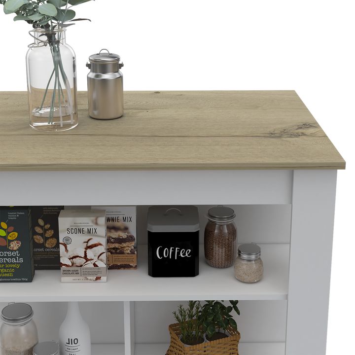 Mesa Auxiliar Cala color Blanco y Beige para Ambientes.