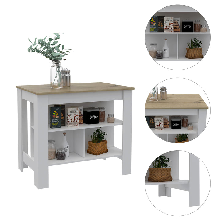 Mesa Auxiliar Cala color Blanco y Beige para Cocina.