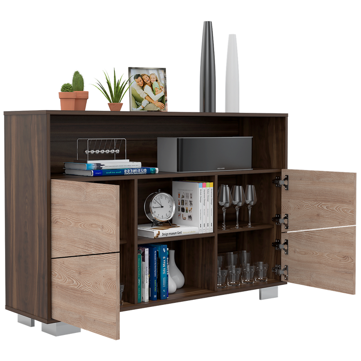 Mesa Auxiliar Recibidor Aureli color Caoba y Miel para Sala.