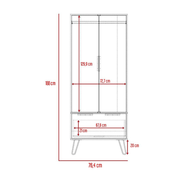 Closet Ali color Café claro y Wengue para Habitación.