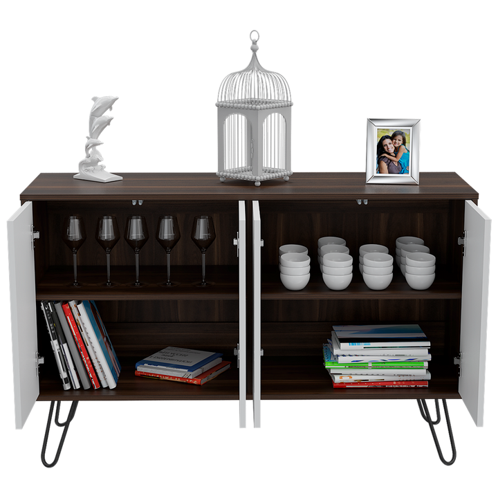 Mesa Auxiliar Lara color Caoba Y Blanco para Ambientes.