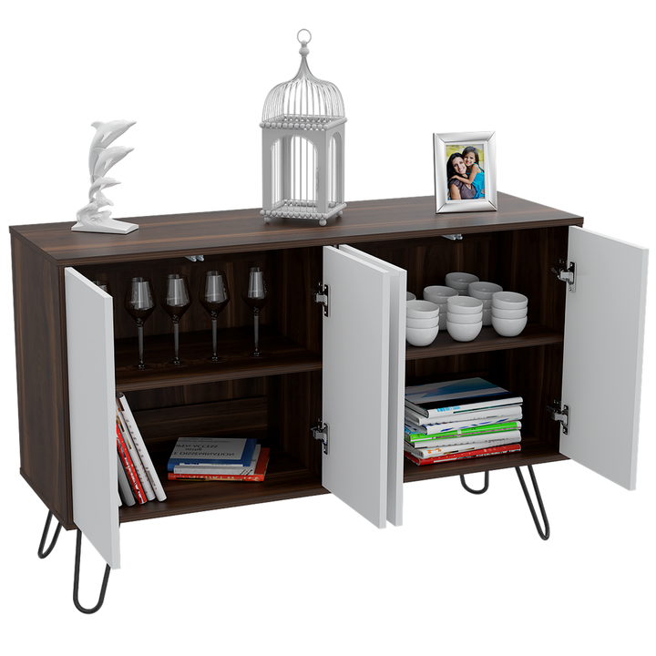 Mesa Auxiliar Lara color Caoba Y Blanco para Ambientes.