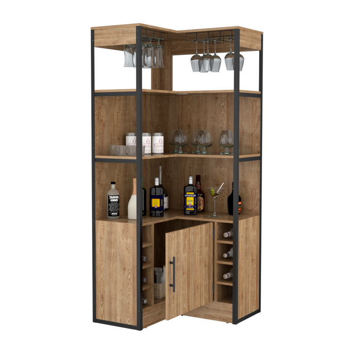 Bar Esquinero Korina color Miel para Sala.