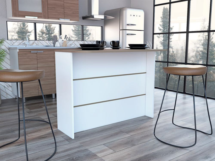 Barra de Cocina Diamante color Blanco y Castaño para Cocina.