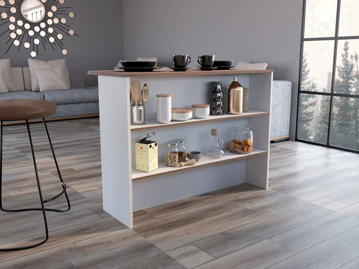 Barra de Cocina Diamante color Blanco y Castaño para Cocina.