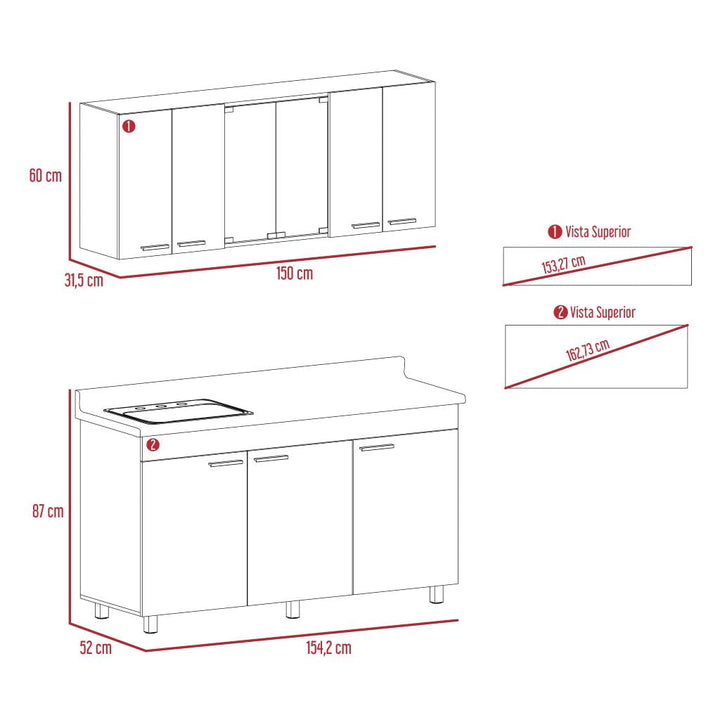 Cocina Integral Eris color Moreno y Blanco .