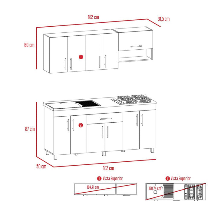 Cocina Integral Carson color Miel y Blanco .