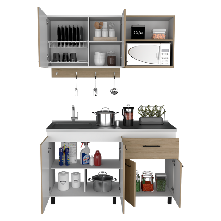 Cocina Integral Kane color Beige y Blanco .