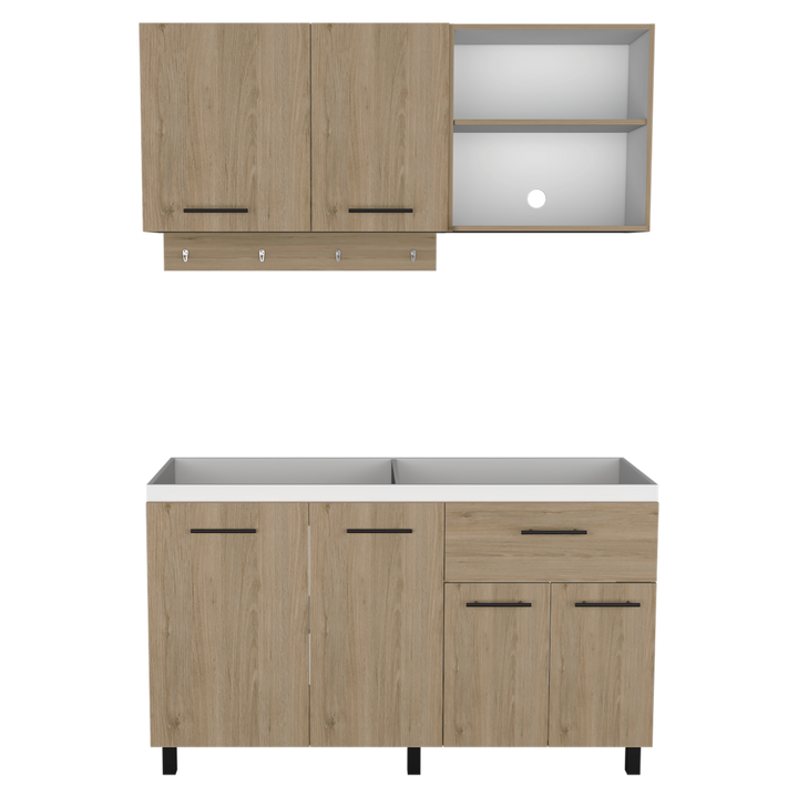 Cocina Integral Kane color Beige y Blanco .