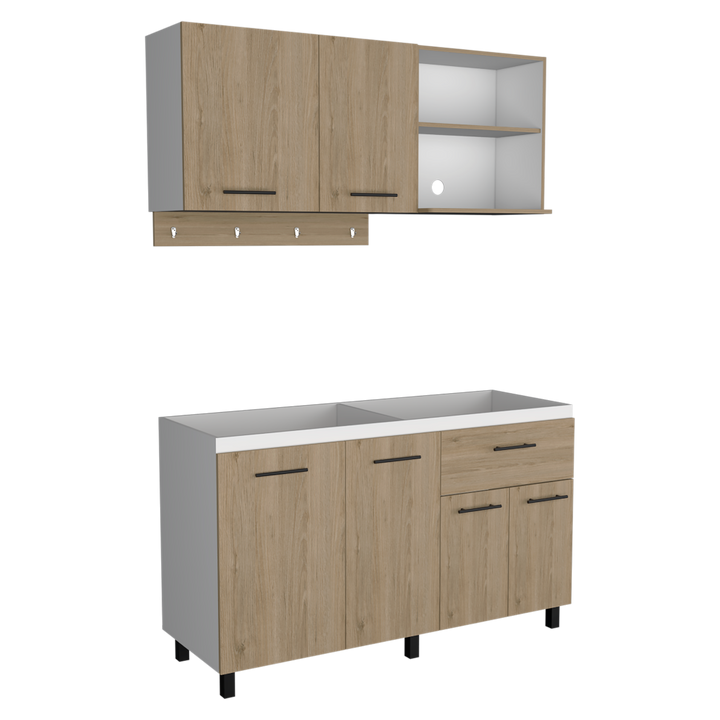 Cocina Integral Kane color Beige y Blanco .