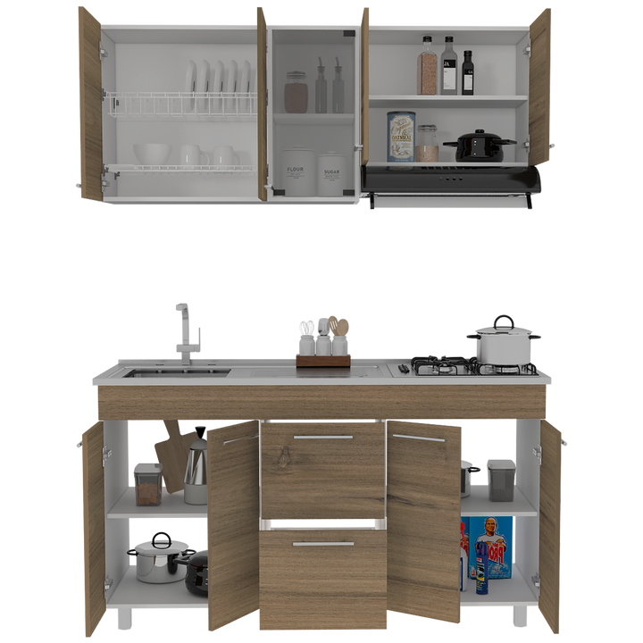 Cocina Integral Prada color Moca y Blanco .