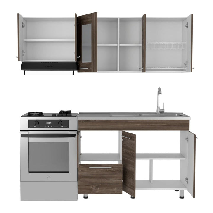 Cocina Integral Kiret color Avellana y Blanco .