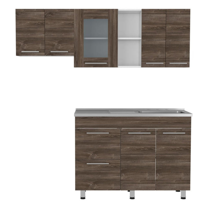 Cocina Integral Kiret color Avellana y Blanco .