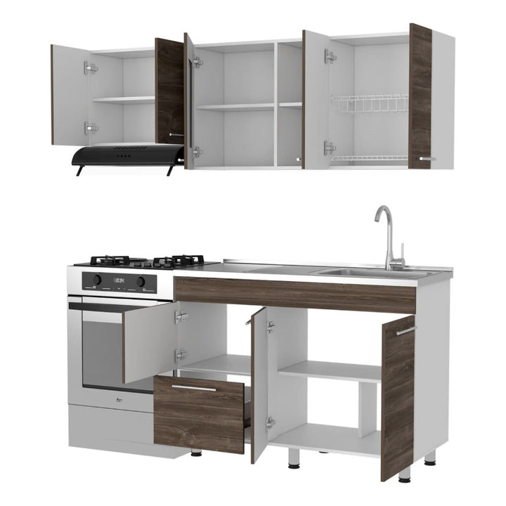Cocina Integral Kiret color Avellana y Blanco .