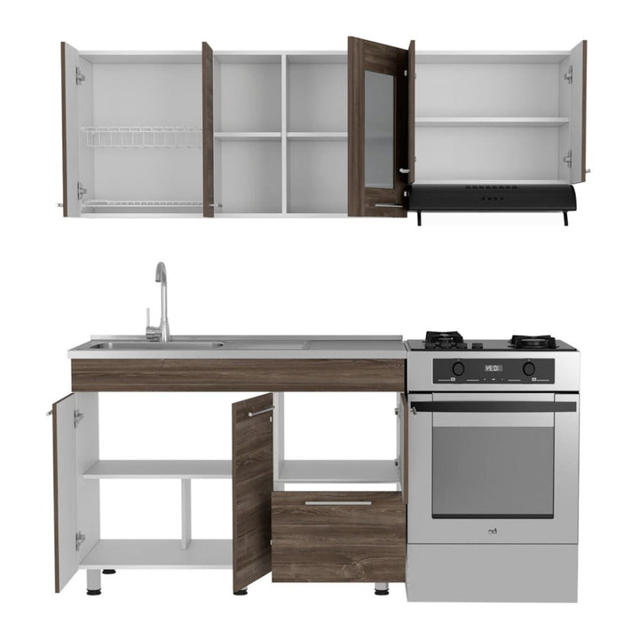 Cocina Integral Kiret color Avellana y Blanco .