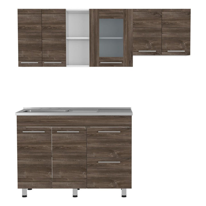Cocina Integral Kiret color Avellana y Blanco .