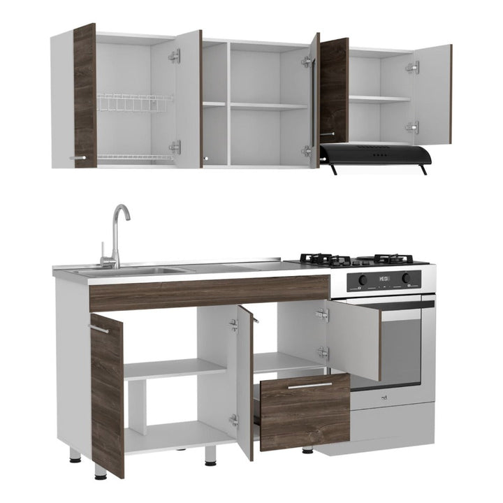 Cocina Integral Kiret color Avellana y Blanco .