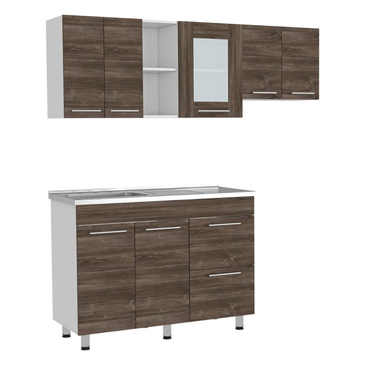 Cocina Integral Kiret color Avellana y Blanco .