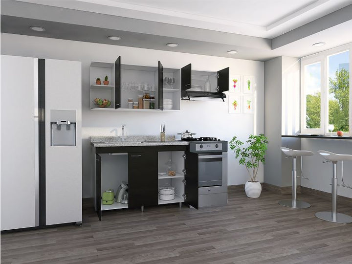 Cocina Integral Giotto color Blanco y Wengue .