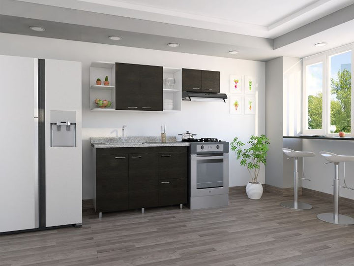 Cocina Integral Giotto color Blanco y Wengue .