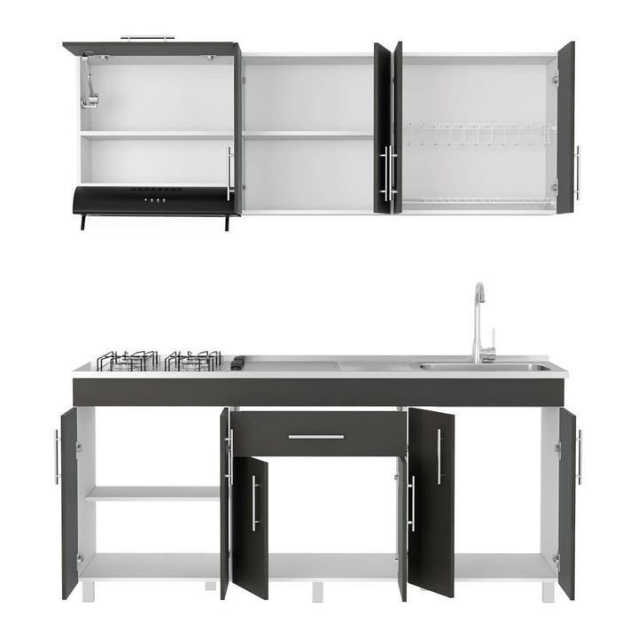 Cocina Integral Carson color Wengue y Blanco .