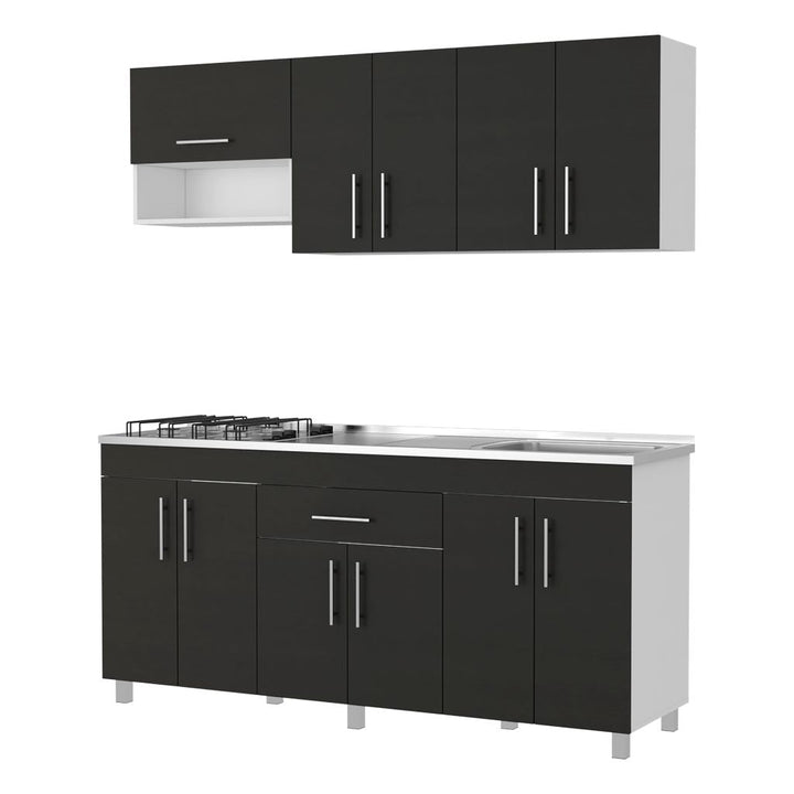 Cocina Integral Carson color Wengue y Blanco .