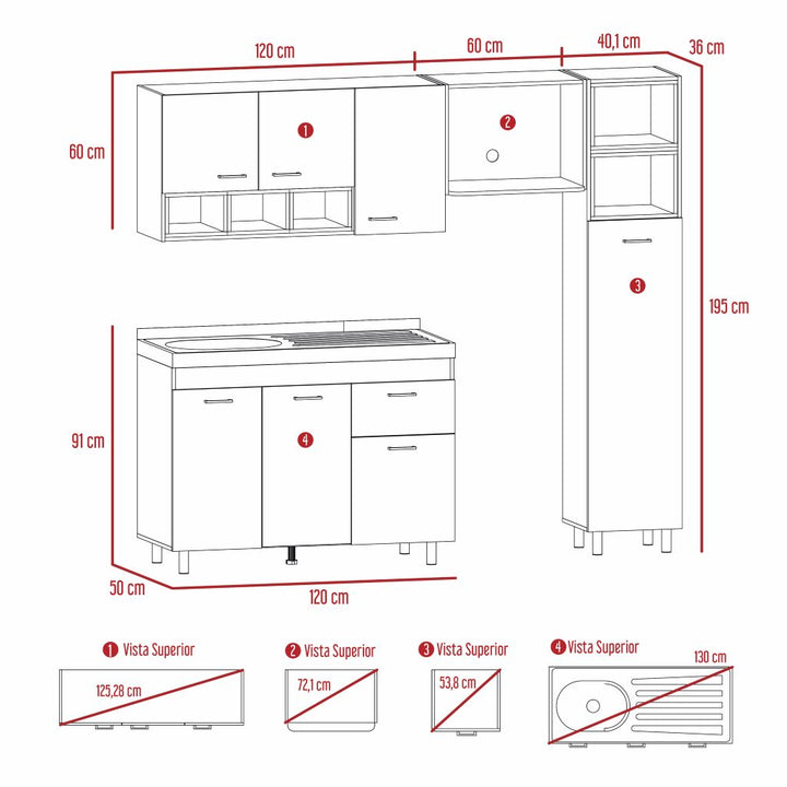 Cocina Integral Osmel color Humo y Blanco .