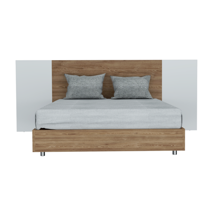 Cama Doble Nebrask color Miel y Blanco para Habitación.