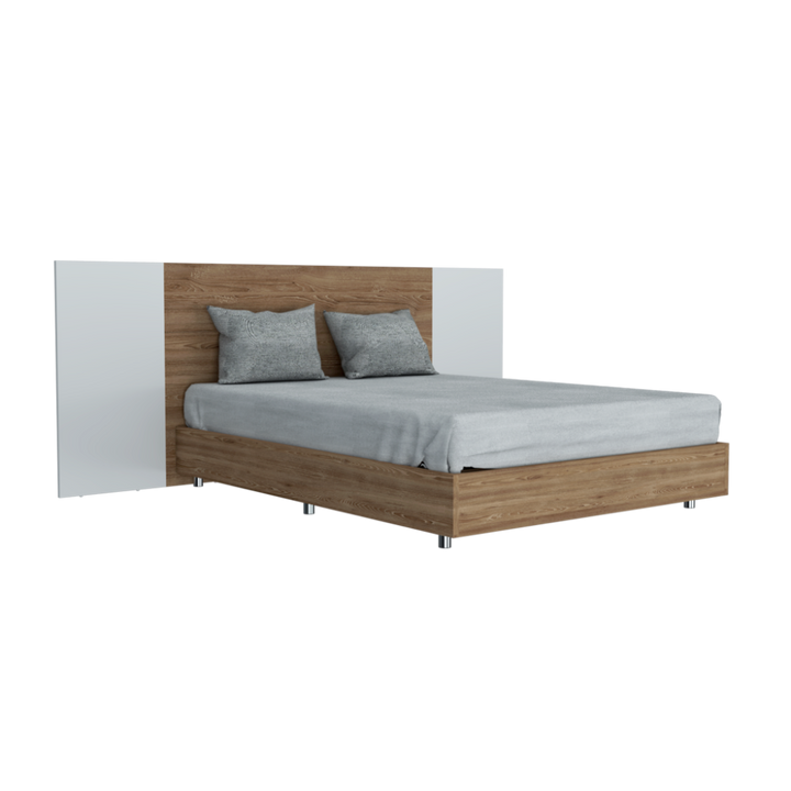 Cama Doble Nebrask color Miel y Blanco para Habitación.