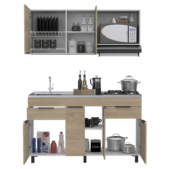 Cocina Integral Perla color Beige y Blanco .