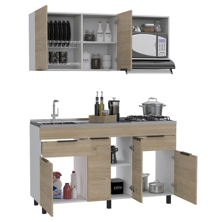 Cocina Integral Perla color Beige y Blanco .