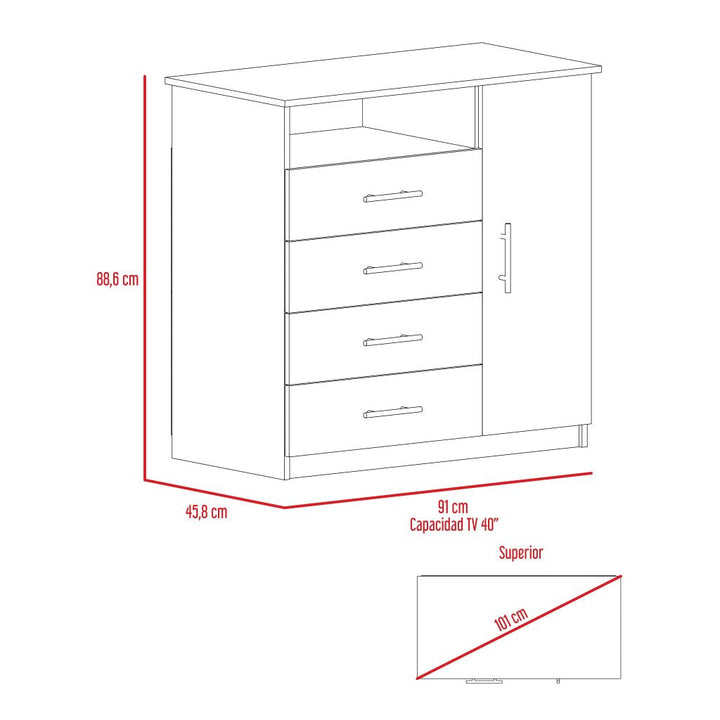 Organizador Barlovento color Humo y Blanco para Habitación.