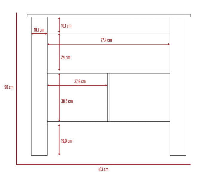 Mueble Auxiliar de Cocina Draco color Blanco y Miel para Cocina.