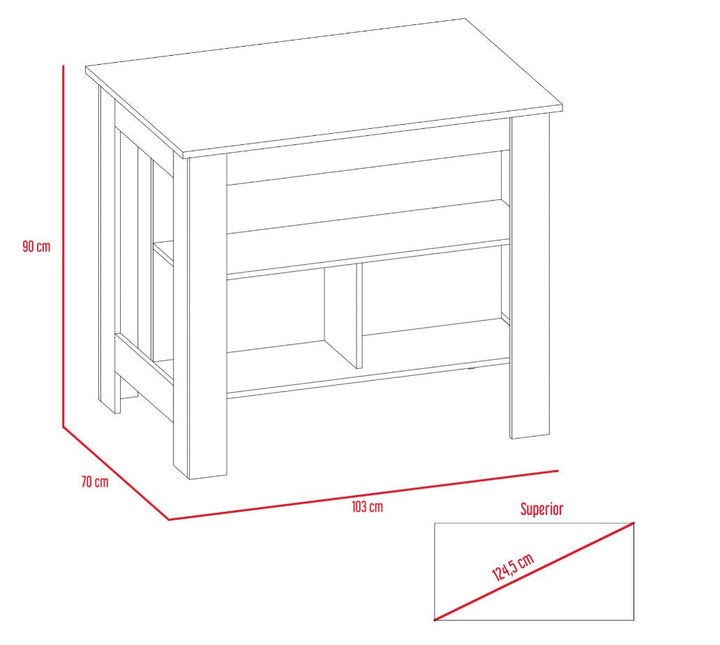 Mueble Auxiliar de Cocina Draco color Blanco y Miel para Cocina.