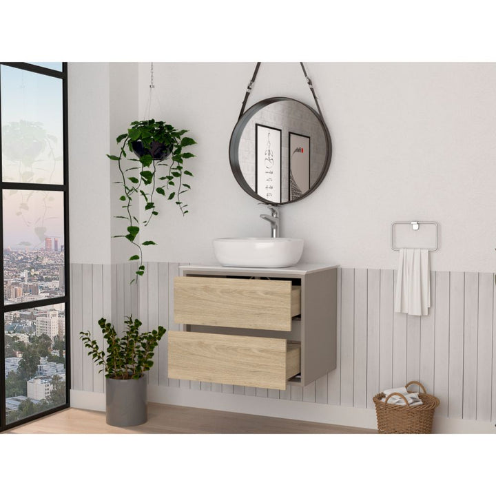 Mueble Lavamanos Cascade color Cocoa y Beige para Baño.